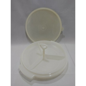 Vintage Tupperware vtg 3-Piece Suzette Divided Veggie/Relish Tray #608-4. White‎